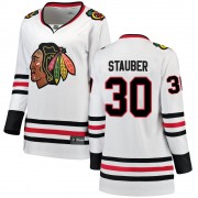 Fanatics Branded Chicago Blackhawks 30 Jaxson Stauber White Breakaway Away Women's NHL Jersey