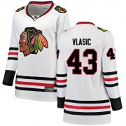 Fanatics Branded Chicago Blackhawks 43 Alex Vlasic White Breakaway Away Women's NHL Jersey