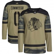 Adidas Chicago Blackhawks 0 Drew Commesso Authentic Camo Military Appreciation Practice Youth NHL Jersey