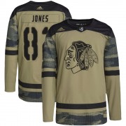 Adidas Chicago Blackhawks 82 Caleb Jones Authentic Camo Military Appreciation Practice Youth NHL Jersey