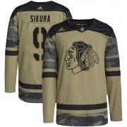 Adidas Chicago Blackhawks 9 Dylan Sikura Authentic Camo Military Appreciation Practice Youth NHL Jersey