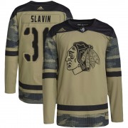 Adidas Chicago Blackhawks 36 Josiah Slavin Authentic Camo Military Appreciation Practice Youth NHL Jersey