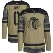 Adidas Chicago Blackhawks 0 Jake Wise Authentic Camo Military Appreciation Practice Youth NHL Jersey