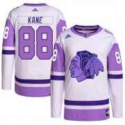 Adidas Chicago Blackhawks 88 Patrick Kane Authentic White/Purple Hockey Fights Cancer Primegreen Men's NHL Jersey