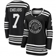 Fanatics Branded Chicago Blackhawks 7 Chris Chelios Premier Black Breakaway Alternate 2019/20 Women's NHL Jersey