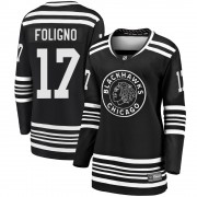 Fanatics Branded Chicago Blackhawks 17 Nick Foligno Premier Black Breakaway Alternate 2019/20 Women's NHL Jersey