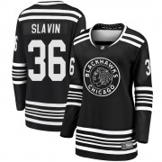 Fanatics Branded Chicago Blackhawks 36 Josiah Slavin Premier Black Breakaway Alternate 2019/20 Women's NHL Jersey