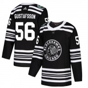 Adidas Chicago Blackhawks 56 Erik Gustafsson Authentic Black 2019 Winter Classic Youth NHL Jersey
