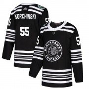 Adidas Chicago Blackhawks 55 Kevin Korchinski Authentic Black 2019 Winter Classic Youth NHL Jersey