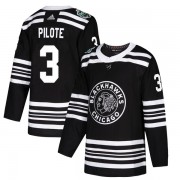 Adidas Chicago Blackhawks 3 Pierre Pilote Authentic Black 2019 Winter Classic Youth NHL Jersey