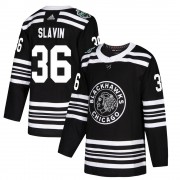 Adidas Chicago Blackhawks 36 Josiah Slavin Authentic Black 2019 Winter Classic Youth NHL Jersey