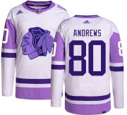 Adidas Chicago Blackhawks 80 Zach Andrews Authentic Hockey Fights Cancer Men's NHL Jersey