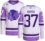 Adidas Chicago Blackhawks 37 Adam Burish Authentic Hockey Fights Cancer Men's NHL Jersey