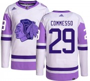 Adidas Chicago Blackhawks 29 Drew Commesso Authentic Hockey Fights Cancer Men's NHL Jersey