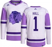 Adidas Chicago Blackhawks 1 Glenn Hall Authentic Hockey Fights Cancer Men's NHL Jersey