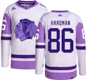 Adidas Chicago Blackhawks 86 Mike Hardman Authentic Hockey Fights Cancer Men's NHL Jersey