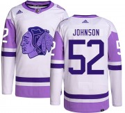 Adidas Chicago Blackhawks 52 Reese Johnson Authentic Hockey Fights Cancer Men's NHL Jersey