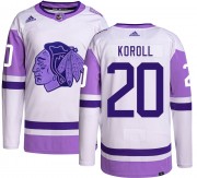 Adidas Chicago Blackhawks 20 Cliff Koroll Authentic Hockey Fights Cancer Men's NHL Jersey