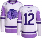 Adidas Chicago Blackhawks 12 Tom Lysiak Authentic Hockey Fights Cancer Men's NHL Jersey