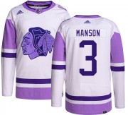 Adidas Chicago Blackhawks 3 Dave Manson Authentic Hockey Fights Cancer Men's NHL Jersey