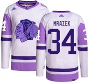 Adidas Chicago Blackhawks 34 Petr Mrazek Authentic Hockey Fights Cancer Men's NHL Jersey