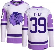 Adidas Chicago Blackhawks 39 Luke Philp Authentic Hockey Fights Cancer Men's NHL Jersey