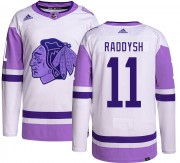 Adidas Chicago Blackhawks 11 Taylor Raddysh Authentic Hockey Fights Cancer Men's NHL Jersey