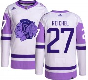 Adidas Chicago Blackhawks 27 Lukas Reichel Authentic Hockey Fights Cancer Men's NHL Jersey