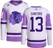 Adidas Chicago Blackhawks 13 Zach Sanford Authentic Hockey Fights Cancer Men's NHL Jersey