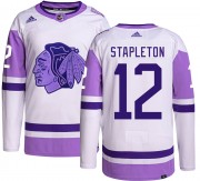 Adidas Chicago Blackhawks 12 Pat Stapleton Authentic Hockey Fights Cancer Men's NHL Jersey