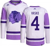 Adidas Chicago Blackhawks 4 Elmer Vasko Authentic Hockey Fights Cancer Men's NHL Jersey