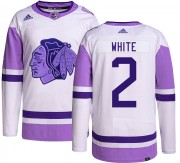 Adidas Chicago Blackhawks 2 Bill White Authentic White Hockey Fights Cancer Men's NHL Jersey
