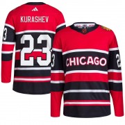 Adidas Chicago Blackhawks 23 Philipp Kurashev Authentic Red Reverse Retro 2.0 Youth NHL Jersey