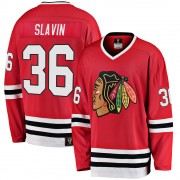Fanatics Branded Chicago Blackhawks 36 Josiah Slavin Premier Red Breakaway Heritage Men's NHL Jersey