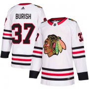 Adidas Chicago Blackhawks 37 Adam Burish Authentic White Away Men's NHL Jersey