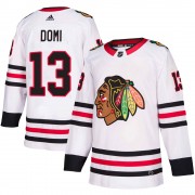 Adidas Chicago Blackhawks 13 Max Domi Authentic White Away Men's NHL Jersey