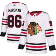 Adidas Chicago Blackhawks 86 Mike Hardman Authentic White Away Men's NHL Jersey