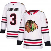 Adidas Chicago Blackhawks 3 Jack Johnson Authentic White Away Men's NHL Jersey