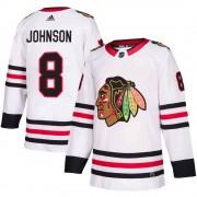 Adidas Chicago Blackhawks 8 Jack Johnson Authentic White Away Men's NHL Jersey