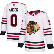 Adidas Chicago Blackhawks 0 Wyatt Kaiser Authentic White Away Men's NHL Jersey