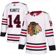 Adidas Chicago Blackhawks 14 Chris Kunitz Authentic White Away Men's NHL Jersey