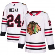 Adidas Chicago Blackhawks 24 Jaycob Megna Authentic White Away Men's NHL Jersey