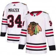 Adidas Chicago Blackhawks 34 Petr Mrazek Authentic White Away Men's NHL Jersey