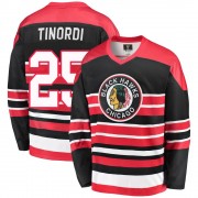 Fanatics Branded Chicago Blackhawks 25 Jarred Tinordi Premier Red/Black Breakaway Heritage Men's NHL Jersey