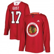 Adidas Chicago Blackhawks 17 Dave Gust Authentic Red Home Practice Men's NHL Jersey