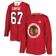 Adidas Chicago Blackhawks 67 Samuel Savoie Authentic Red Home Practice Men's NHL Jersey