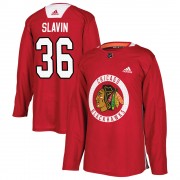 Adidas Chicago Blackhawks 36 Josiah Slavin Authentic Red Home Practice Men's NHL Jersey
