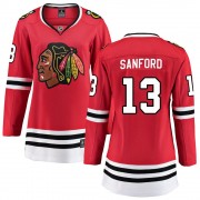 Fanatics Branded Chicago Blackhawks 13 Zach Sanford Red Breakaway Home Women's NHL Jersey