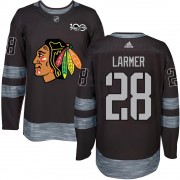 Chicago Blackhawks 28 Steve Larmer Authentic Black 1917-2017 100th Anniversary Men's NHL Jersey