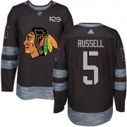 Chicago Blackhawks 5 Phil Russell Authentic Black 1917-2017 100th Anniversary Men's NHL Jersey